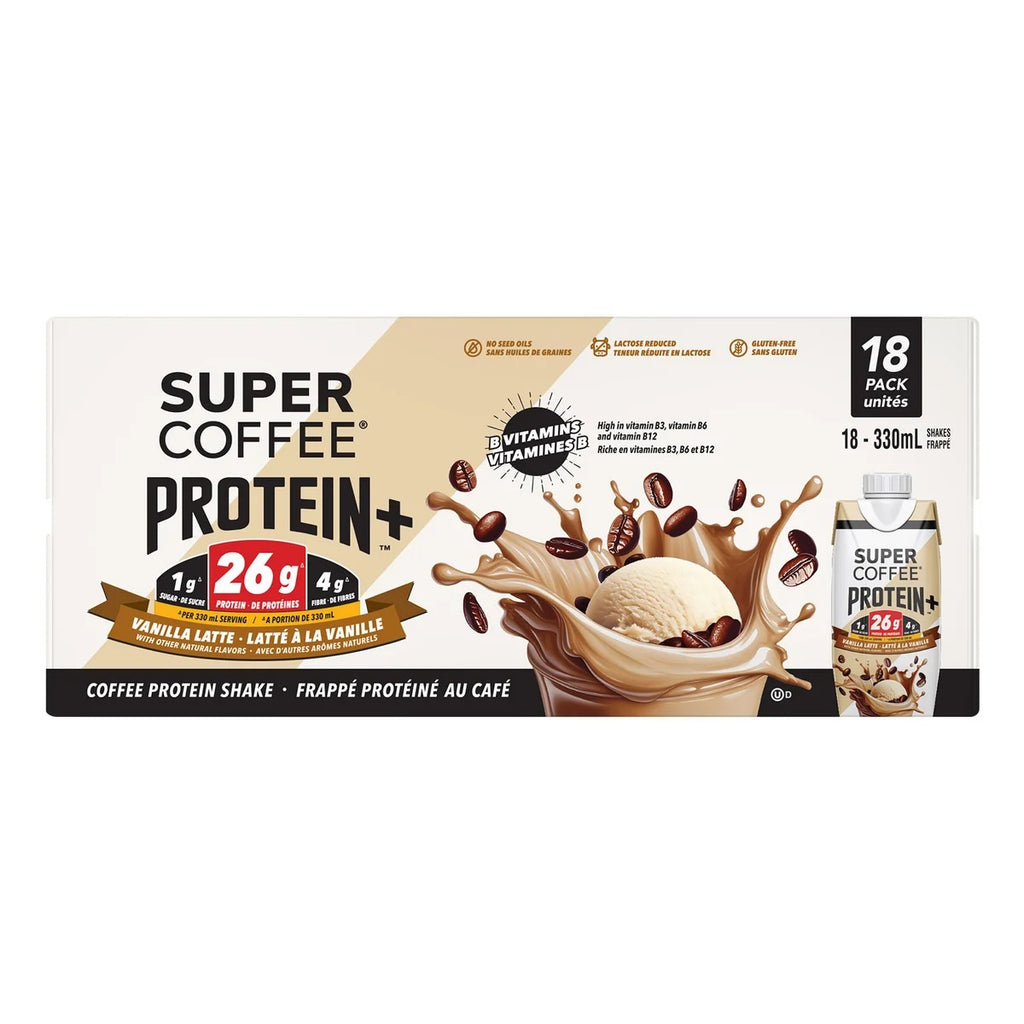 Super Coffee Vanilla Latte Protein Shake , 18 x 330 mL