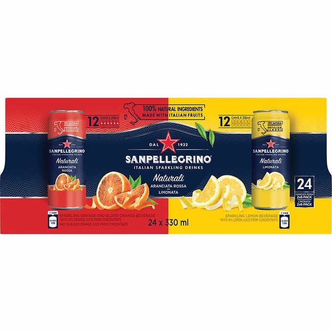 San Pellegrino Italian Sparkling Drinks Naturali, 24 x 330 mL