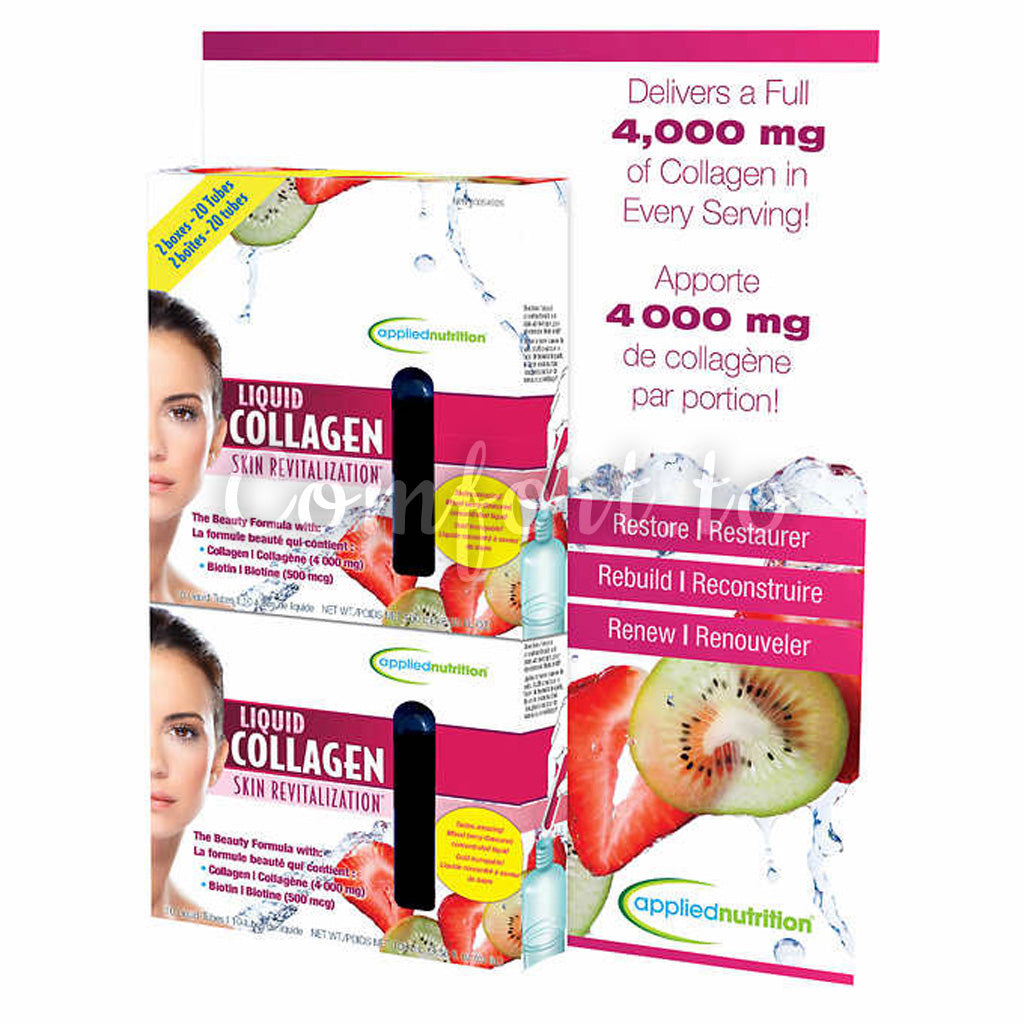 Applied Nutrition Liquid Collagen 4000 mg Skin Revitalization Liquid–Tubes Strawberry & Kiwi, 2 x 10 tubes