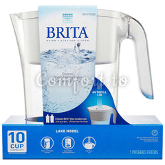 Brita Lake 2.4 L (10-Cup) Pitcher With 2 Filters, 2 filters
