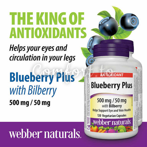 Webber Naturals Blueberry Plus, 500Mg / 50Mg With Bilberry, 120 caps