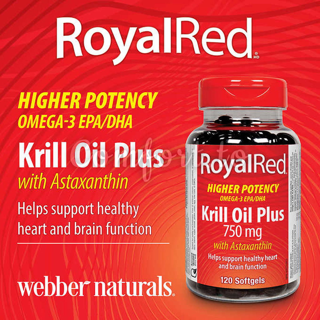 Webber Naturals – Royalred Krill Oil Plus 750 mg With Astaxanthin, 120 softgels