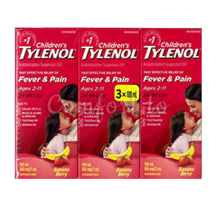 Tylenol Children' Banana Berry Twist Liquid Relief Of Fever 100Ml, 3 x 100 mL