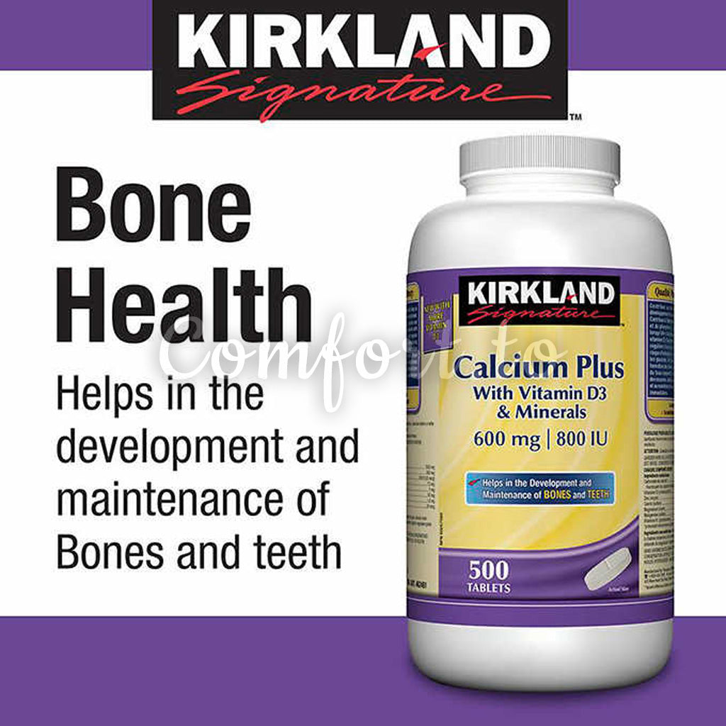 Kirkland Signature Calcium Plus With Vitamin D3 & Minerals 600 mg | 800 Iu, 500 tablets
