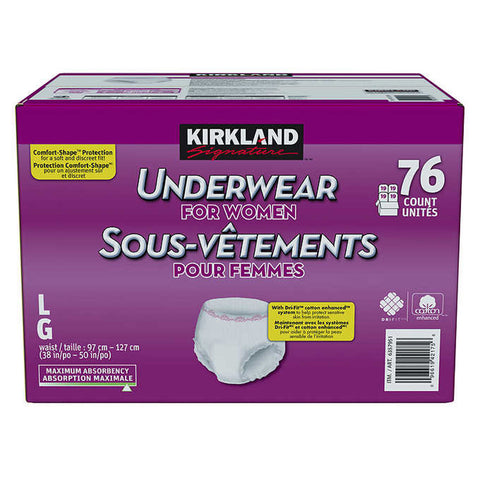 $11 OFF - Kirkland Signature Protective Underwear Women L/XL, 84 units