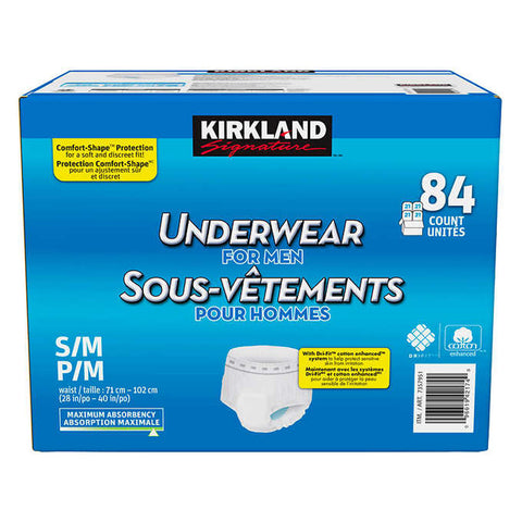 Kirkland Signature Protective Underwear Men S/M, 92 units