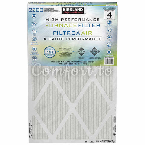 Kirkland Signature MPR 2200 16 X 25 X 1 Healthy Living Elite Allergen Reduction Ac Furnace Air Filter, 4 units