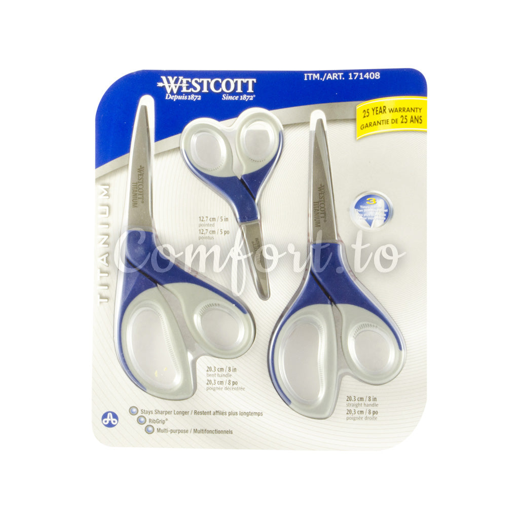 Westcott Titanium Bonded Scissors, 3 pairs