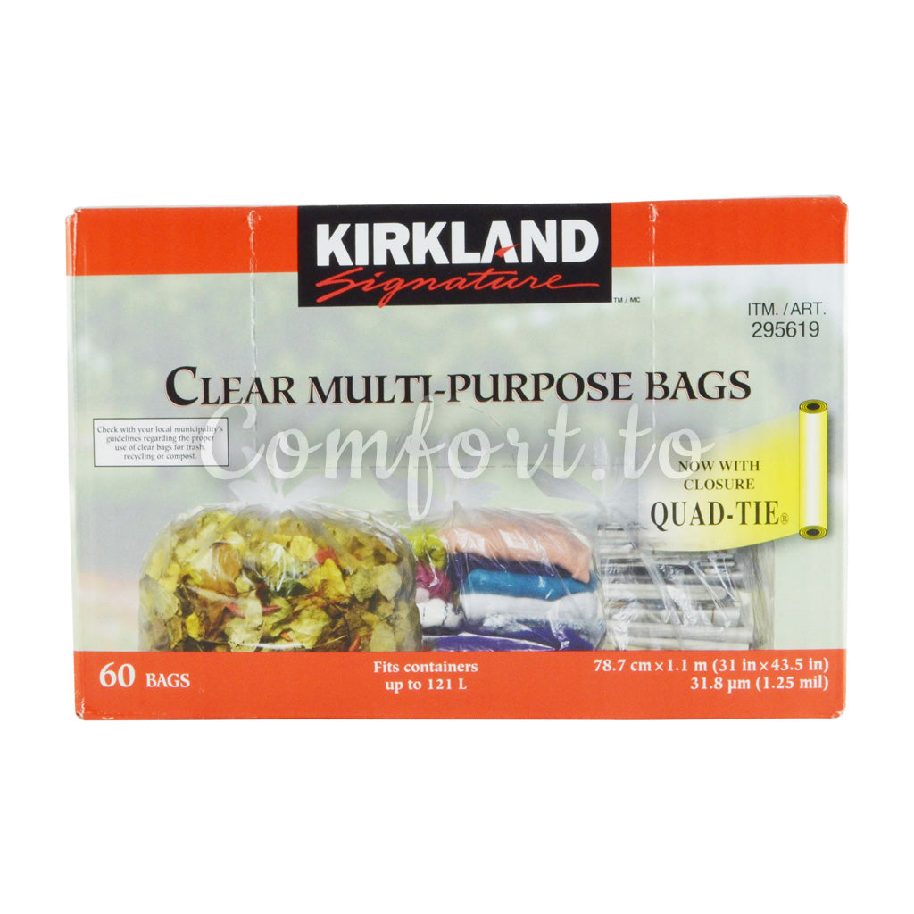 Kirkland Signature Clear Garbage Bags 31" X 43.5", 60 bags
