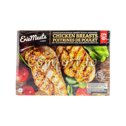 Frozen Erie Meats Seasoned Boneless Skinless Chicken Breasts, 2.7 kg