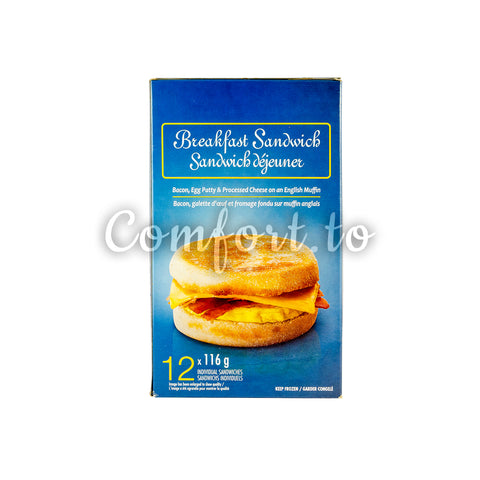 Frozen Breakfast Sandwich Bacon, Egg & Processed Cheese, 12 x 116 g