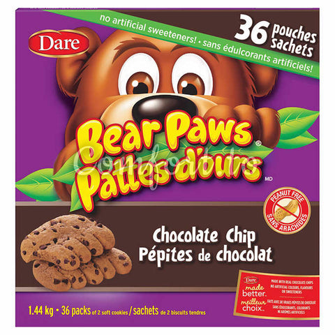 Dare Bear Paws Chocolate Chip, 36 x 40 g