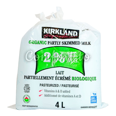 Kirkland Signature Organic 2% Partly Skimmed Milk, 3 x 1.3 L
