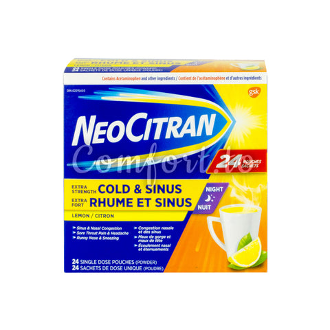 NeoCitran Cold and Sinus Night, 24 pouches