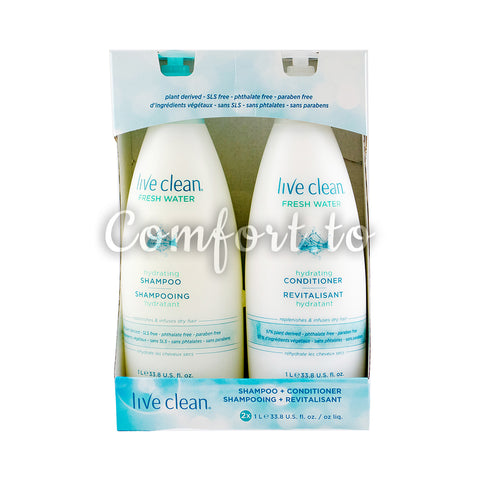 Live Clean Fresh Water Shampoo and Conditioner, 2 x 1 L