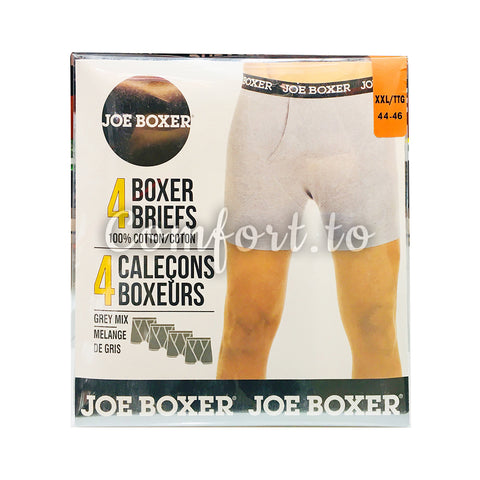 Joe Boxer Men's Cotton Grey Boxer Briefs XXL, 4 units
