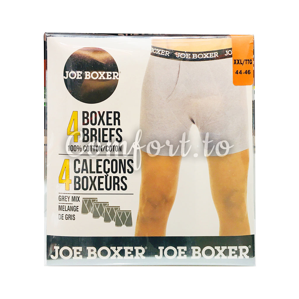 Joe Boxer Men's Cotton Grey Boxer Briefs XL, 4 units