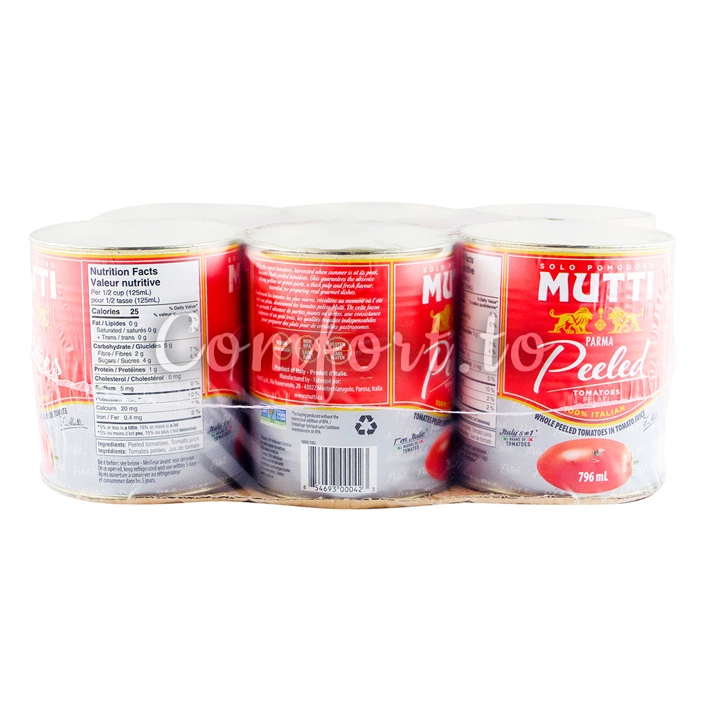 Mutti Parma Whole Peeled Tomatoes, 6 x 796 mL