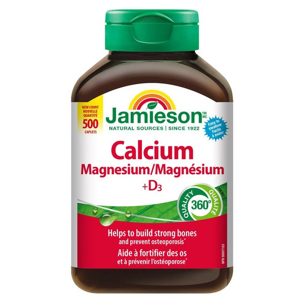 Jamieson Calcium Magnesium + D3, 500 caplets