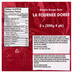 La Fourtunee Doree Brioche Burger Buns , 3 x 200 g