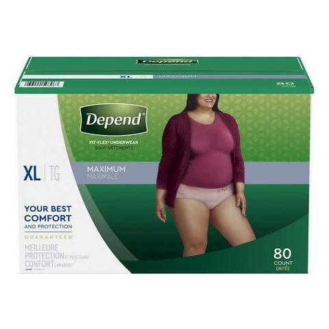 Depend Women's Maximum Absorbency Underwear Extra Large, 80 units