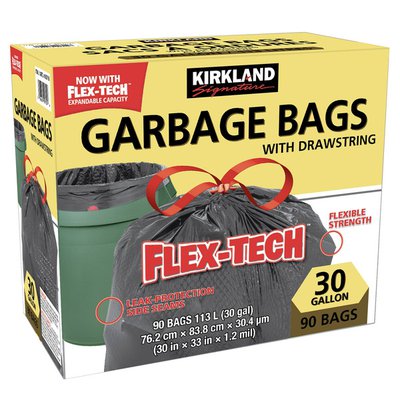 Kirkland Signature Drawstring Garbage Bags, 90 pack
