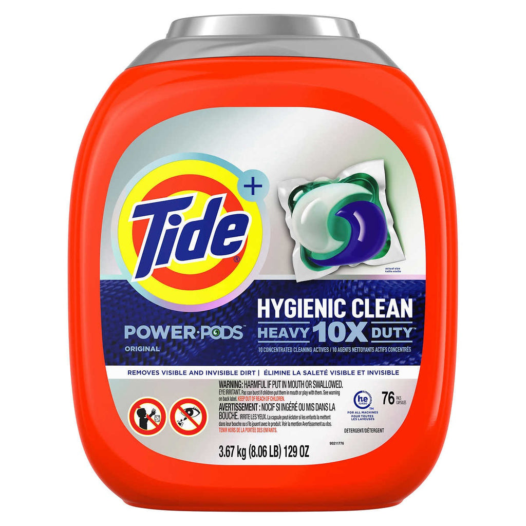 Tide Hygienic Clean Heavy 10x Duty Power PODS Laundry Detergent Pacs, Original, 76 count