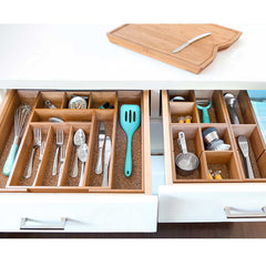 Expandable Bamboo Drawer Organizer, 9 dividers