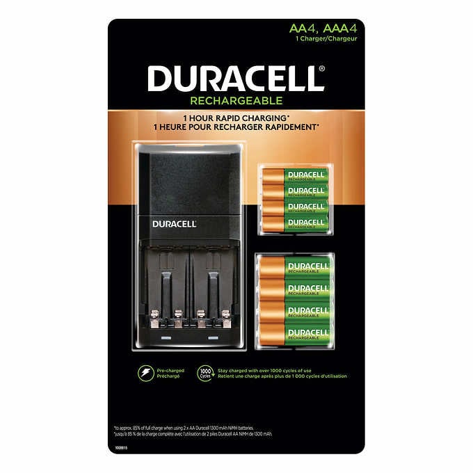 Duracell Ion Speed 4000 Charger Kit with 4 × AA Batteries and 4 × AAA Batteries, 8 units