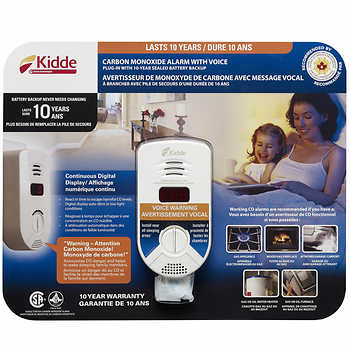Kidde Plug-in Talking Carbon Monoxide Alarm with Digital Display and 10-year Back-Up Battery, 1 unit
