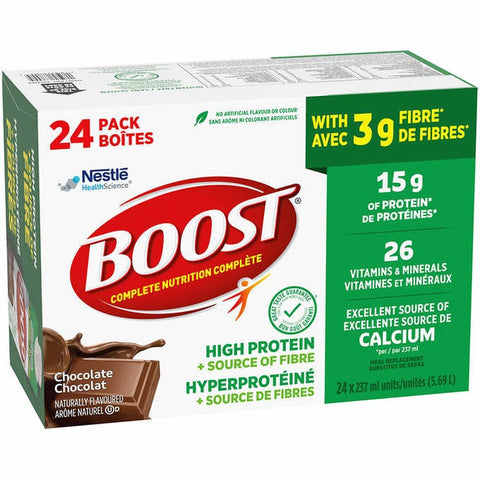 BOOST High Protein Chocolate Plus Fibre Meal Replacement Drink, 24 x 237 ml