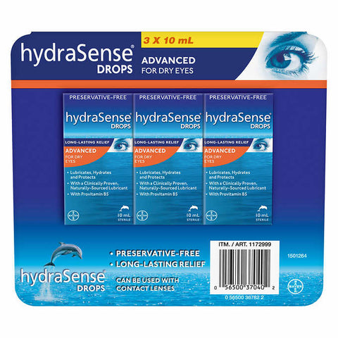 hydraSense Drops Advanced for Dry Eyes, 3 x 10 ml
