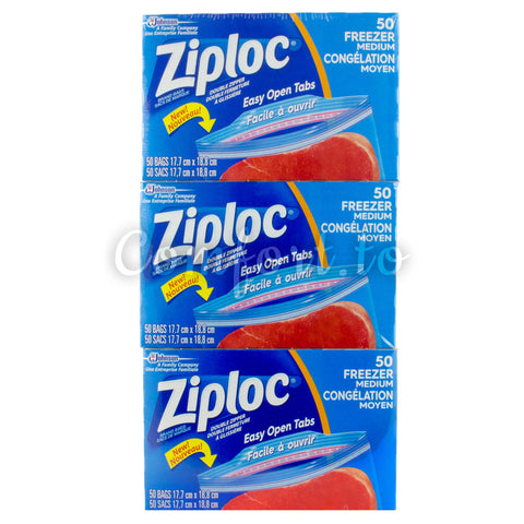 Ziploc Freezer Medium Bags, 3 x 50 bags