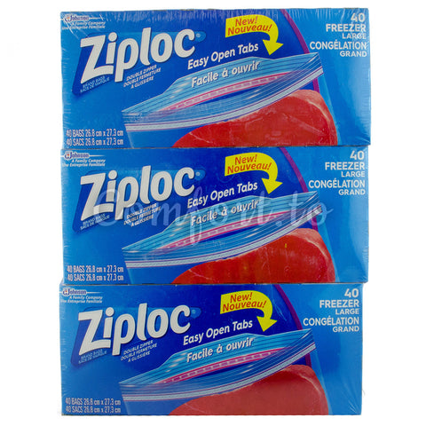 Ziploc Freezer Large Bags, 3 x 40 bags