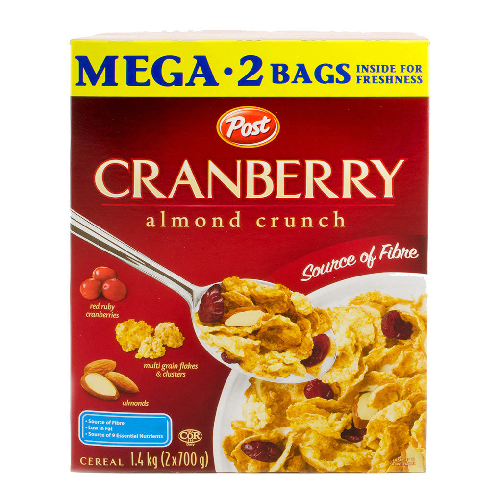 Post Cranberry Almond Crunch Cereal, 2 x 0.7 kg