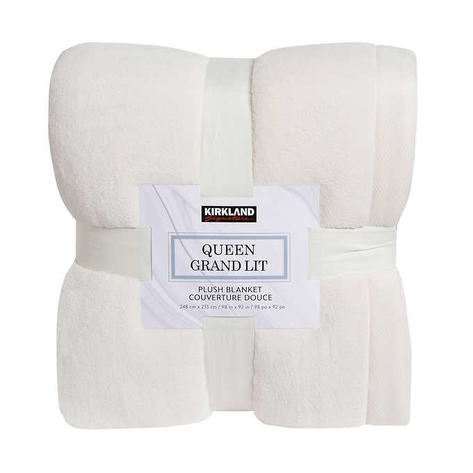 Kirkland Plush Blanket White Queen, 1 unit