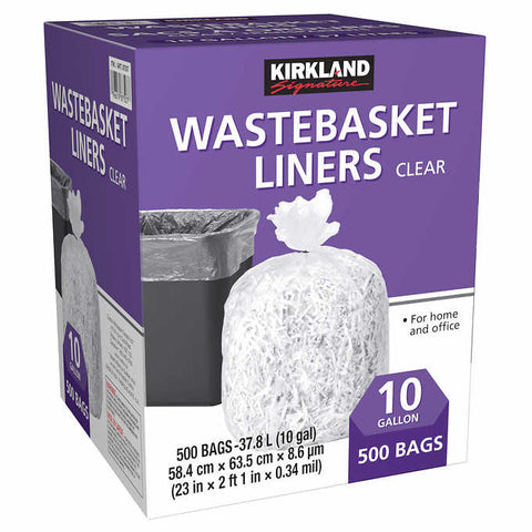 Kirkland Signature 10 Gallons Wastebasket Liner, 500 units